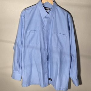 Wrangler Blue Denim - Men's Wrangler Long Sleeve Button Up Denim Shirt Size XL